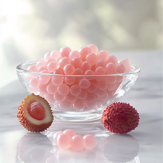Peach bubble tea fruit pearls
